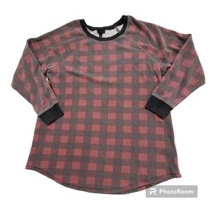 + Torrid red/black buffalo check long sleeve round neck tunic length sweatshirt